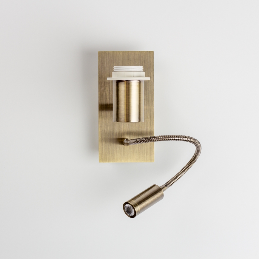 Lampă LED flexibilă de perete Brilagi NUBILA 1xE27/25W/230V + LED/3W alamă/gri