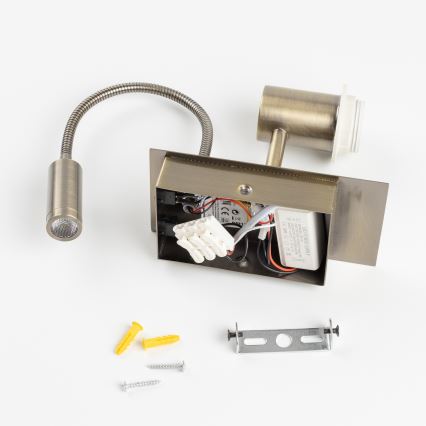 Lampă LED flexibilă de perete Brilagi NUBILA 1xE27/25W/230V + LED/3W alamă/mov