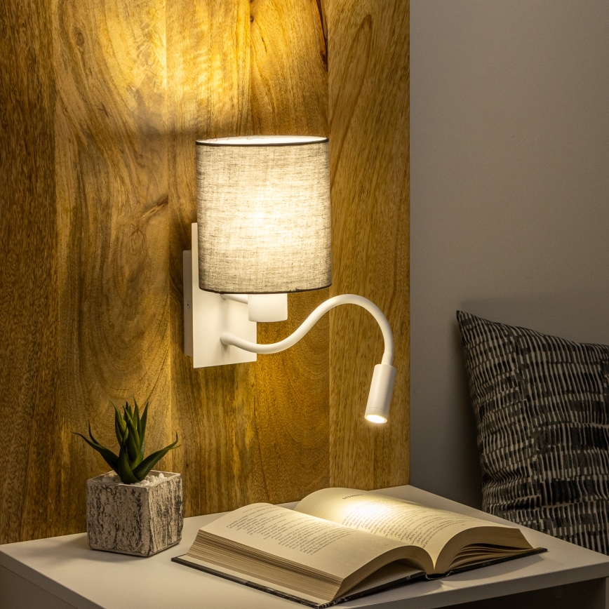 Lampă LED flexibilă de perete Brilagi NUBILA 1xE27/25W/230V + LED/3W alb/antracit