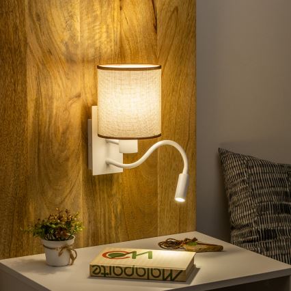 Lampă LED flexibilă de perete Brilagi NUBILA 1xE27/25W/230V + LED/3W alb/maro