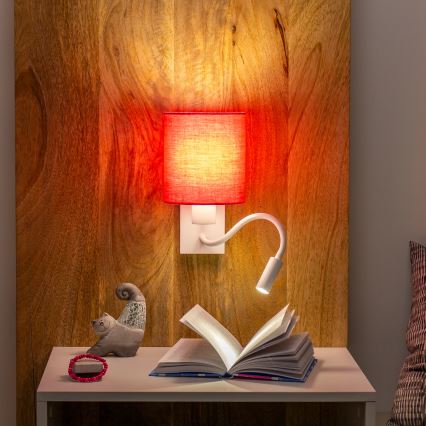 Lampă LED flexibilă de perete Brilagi NUBILA 1xE27/25W/230V + LED/3W alb/roz