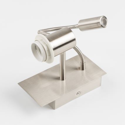 Lampă LED flexibilă de perete Brilagi NUBILA 1xE27/25W/230V + LED/3W crom mat/maro deschis