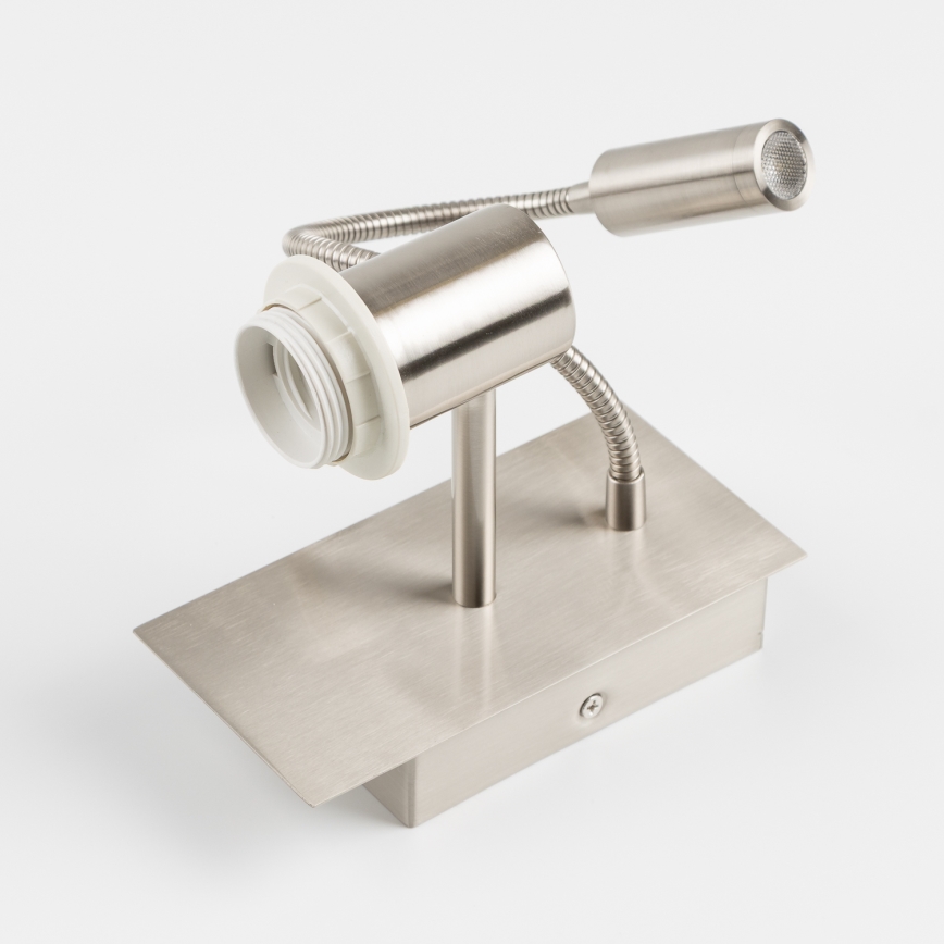 Lampă LED flexibilă de perete Brilagi NUBILA 1xE27/25W/230V + LED/3W crom mat/maro deschis