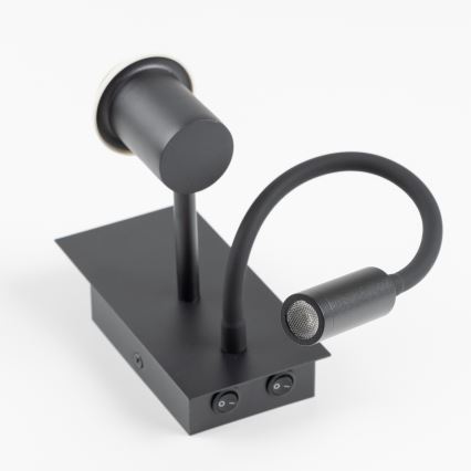 Lampă LED flexibilă de perete Brilagi NUBILA 1xE27/25W/230V + LED/3W negru/maro