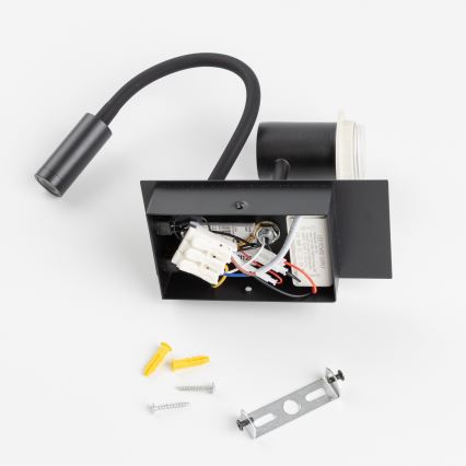 Lampă LED flexibilă de perete Brilagi NUBILA 1xE27/25W/230V + LED/3W negru/maro