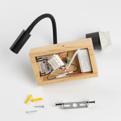 Lampă LED flexibilă de perete Brilagi NUBILA WOOD 1xE27/25W/230V + LED/3W stejar/alb