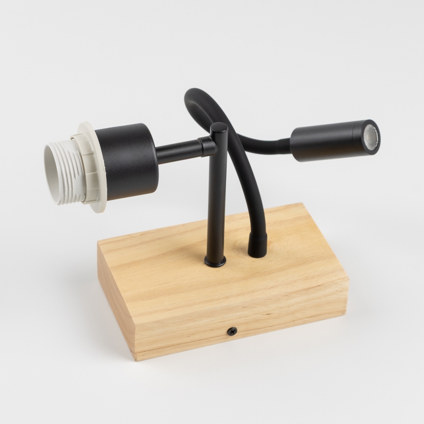 Lampă LED flexibilă de perete Brilagi NUBILA WOOD 1xE27/25W/230V + LED/3W stejar/albastru închis