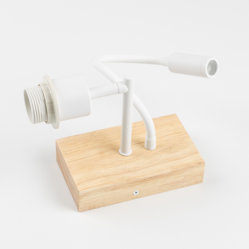 Lampă LED flexibilă de perete Brilagi NUBILA WOOD 1xE27/25W/230V + LED/3W stejar/maro deschis