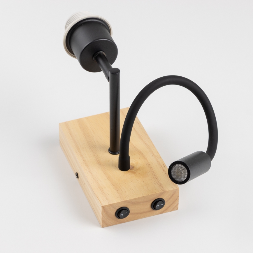 Lampă LED flexibilă de perete Brilagi NUBILA WOOD 1xE27/25W/230V + LED/3W stejar/roșu