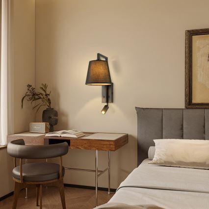 Lampă LED de perete Brilagi RAYA 1xE14/40W/230V + LED/3W negru