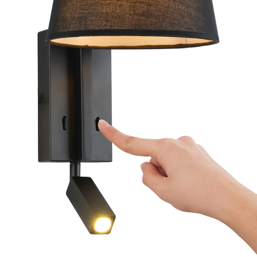 Lampă LED de perete Brilagi RAYA 1xE14/40W/230V + LED/3W negru