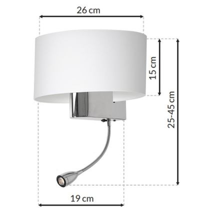 Lampă LED de perete CASINO 1xE27/60W/230V + LED/1W/230V alb