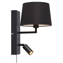 Lampă LED de perete cu USB COMO 1xE14/40W/230V + LED/3W negru Markslöjd 108595