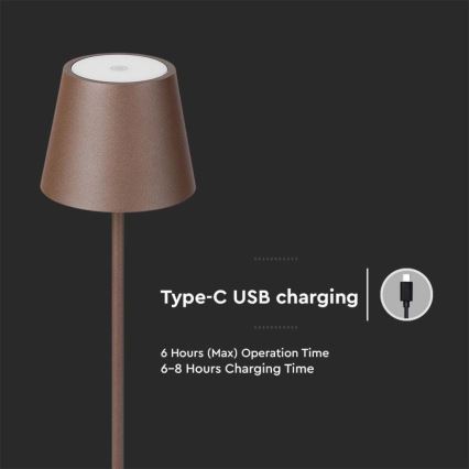 Lampă de podea LED reîncărcabilă reglabilă 3 în 1 LED/4W/5V 4400 mAh 3000K IP54 maro