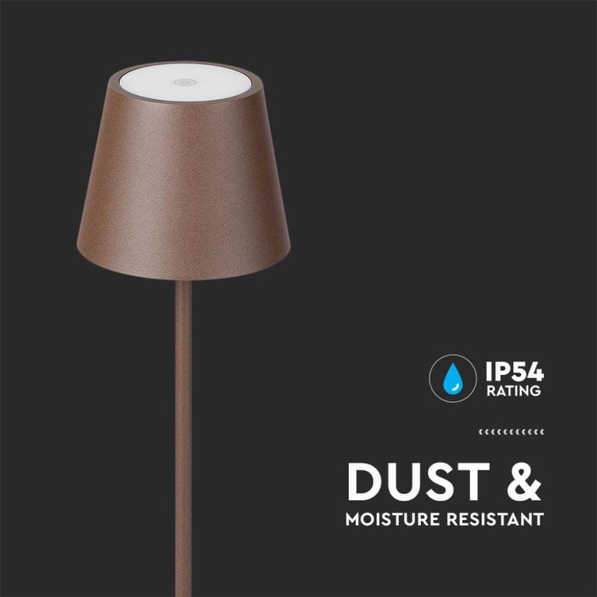 Lampă de podea LED reîncărcabilă reglabilă 3 în 1 LED/4W/5V 4400 mAh 3000K IP54 maro