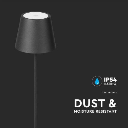 Lampă de podea LED reîncărcabilă reglabilă 3 în 1 LED/4W/5V 4400 mAh 3000K IP54 negru