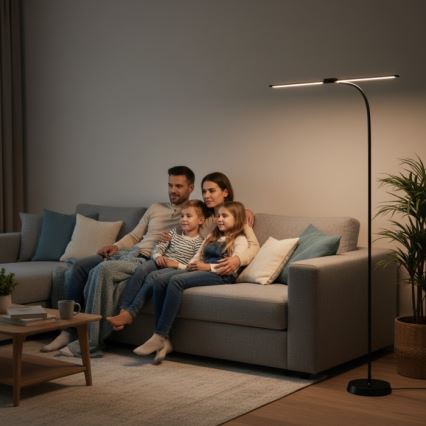 Lampă LED de podea dimabilă TEILO, 14W, 230V, 3000/4000/6000K, neagră