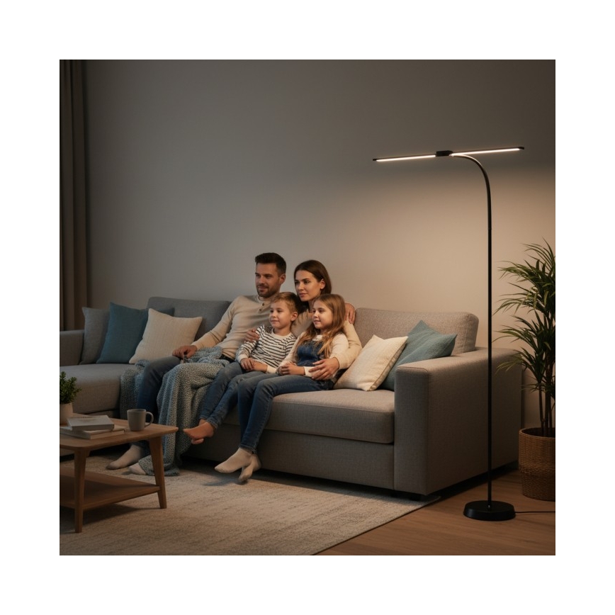 Lampă LED de podea dimabilă TEILO, 14W, 230V, 3000/4000/6000K, neagră