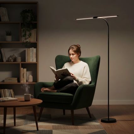Lampă LED de podea dimabilă TEILO, 14W, 230V, 3000/4000/6000K, neagră