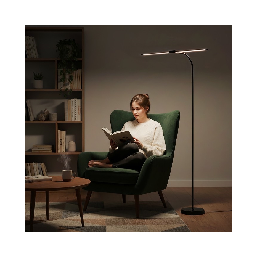 Lampă LED de podea dimabilă TEILO, 14W, 230V, 3000/4000/6000K, neagră