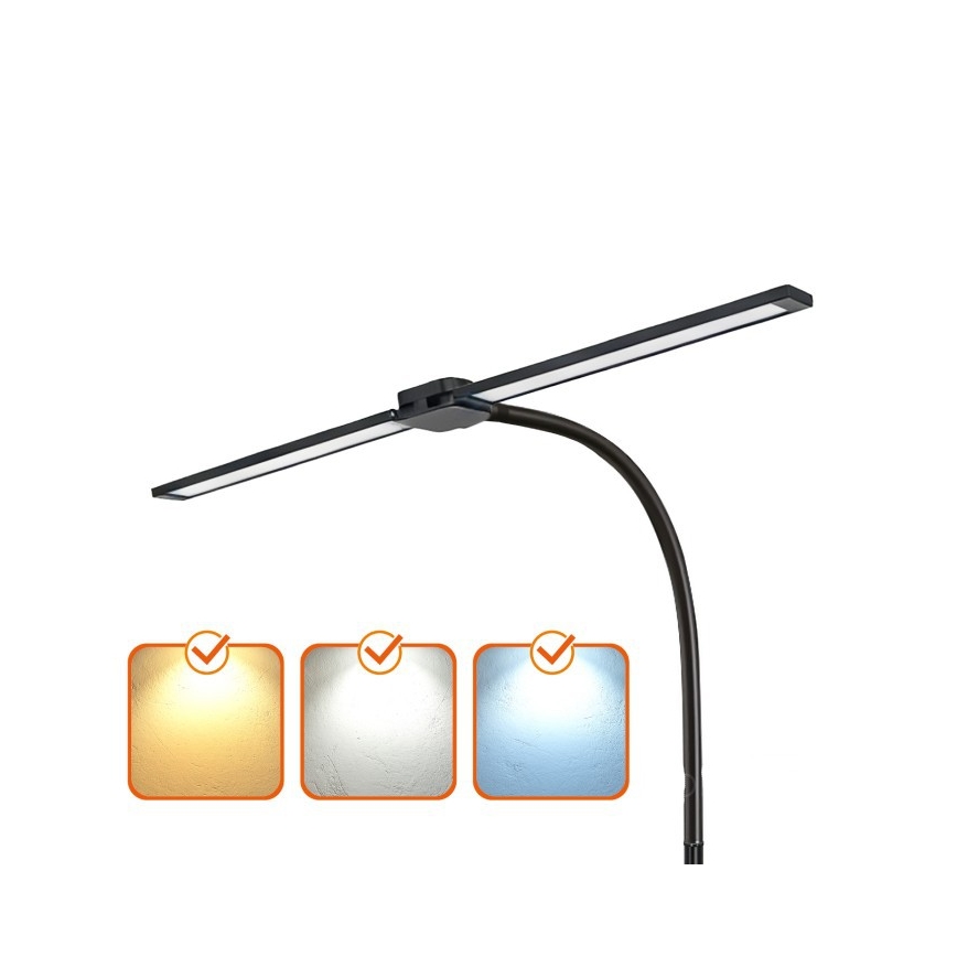 Lampă LED de podea dimabilă TEILO, 14W, 230V, 3000/4000/6000K, neagră
