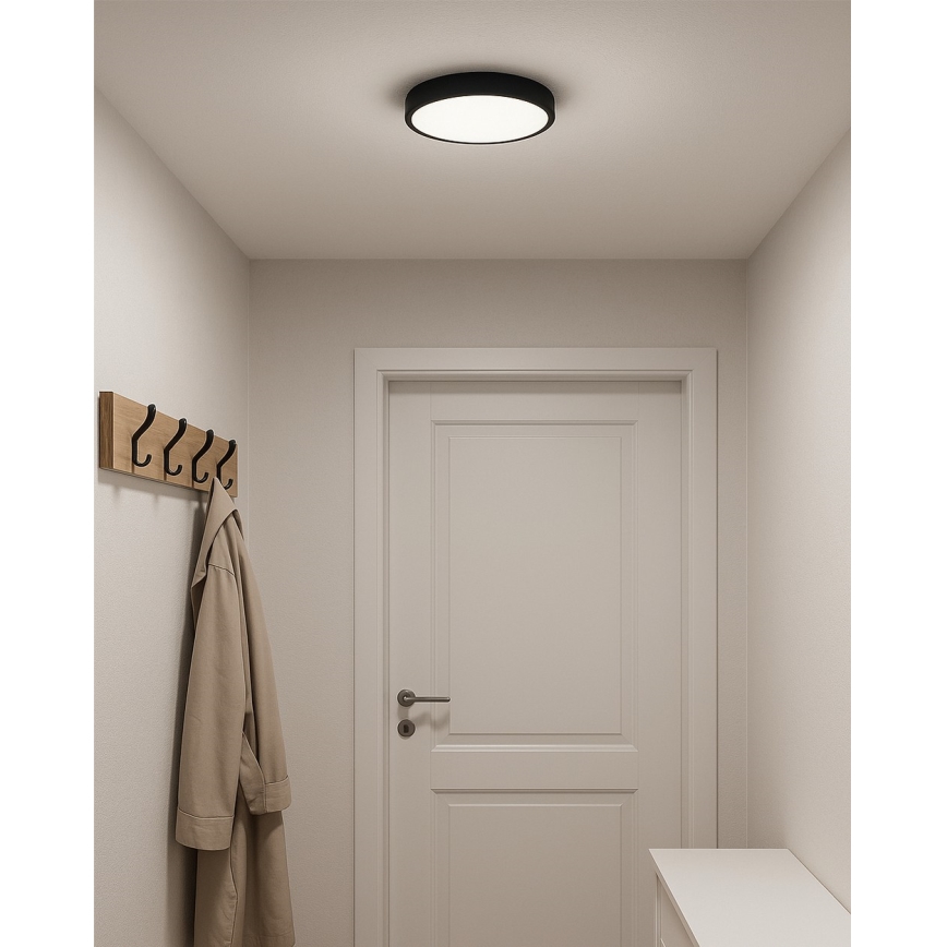 Lampă LED de tavan 24W/230V, 3000/4000/6500K, Ø 30 cm, neagră