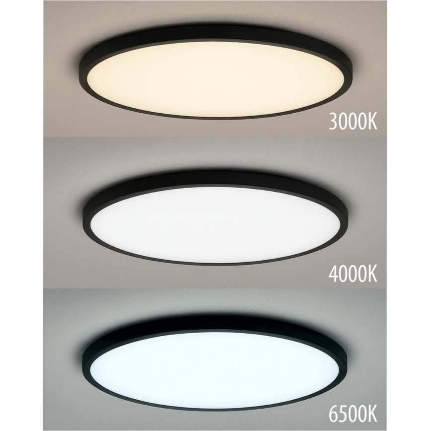 Lampă LED de tavan 24W/230V, 3000/4000/6500K, Ø 30 cm, neagră