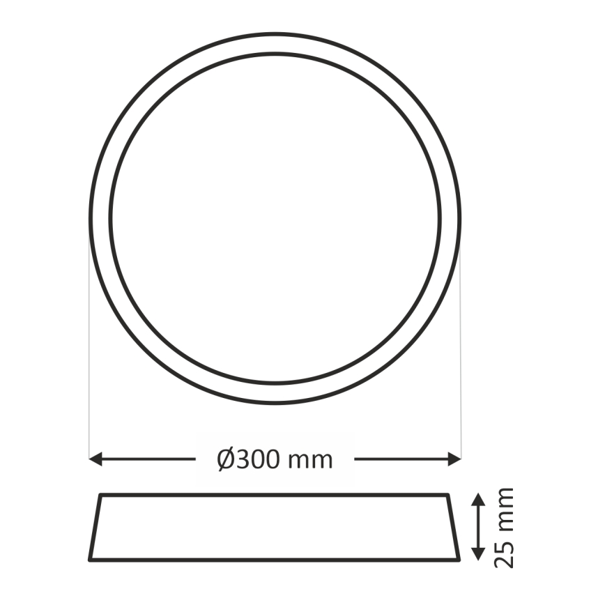 Lampă LED de tavan 24W/230V, 3000/4000/6500K, Ø 30 cm, neagră