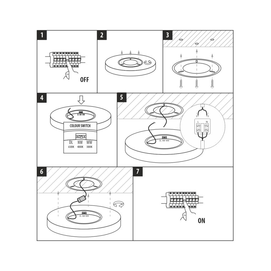 Lampă LED de tavan 24W/230V, 3000/4000/6500K, Ø 30 cm, neagră