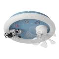 Lampă LED de tavan reglabilă pentru copii, cu ventilator, LED/48W/230V, 3000/4000/6000K, albastru + telecomandă