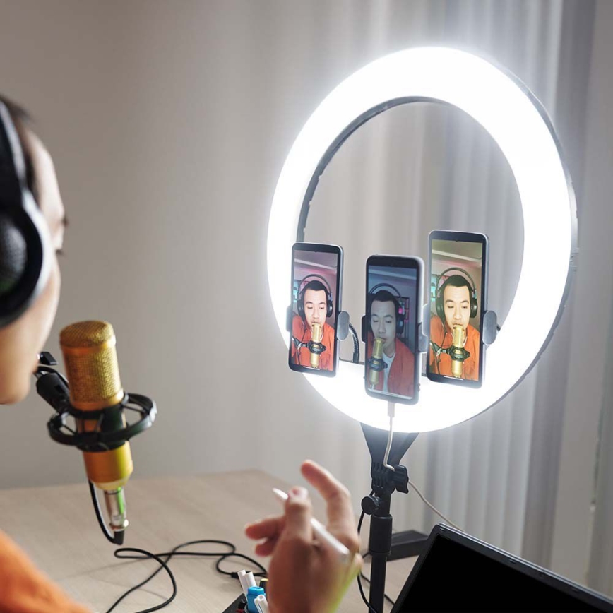 Lampă LED reglabilă cu trepied și suport pentru vlogging LED/55W/230V CRI 90 + telecomandă