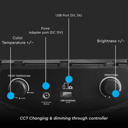 Lampă LED reglabilă cu trepied și suport pentru vlogging LED/55W/230V CRI 90 + telecomandă