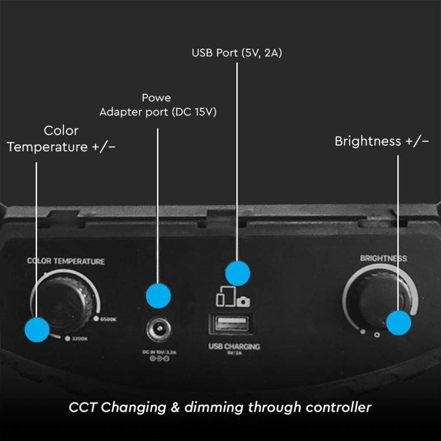 Lampă LED reglabilă cu trepied și suport pentru vlogging LED/55W/230V CRI 90 + telecomandă