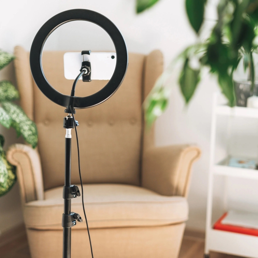 Lampă LED dimabilă cu trepied și suport pentru vloguri LED/15W/5V 2700-6500K