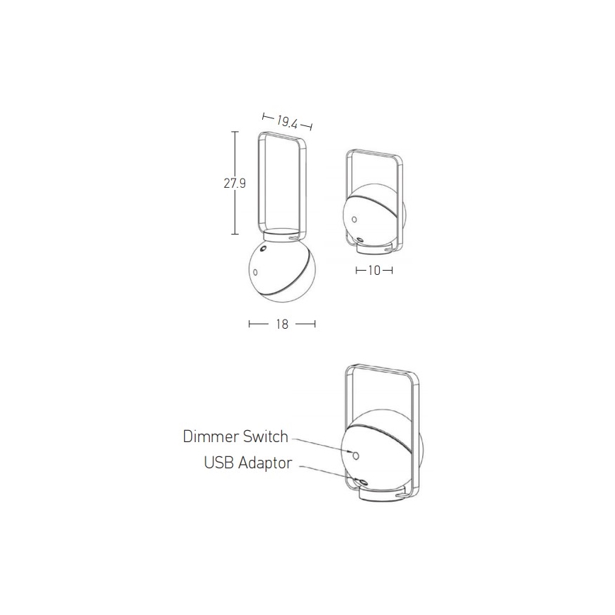 Lampă LED dimabilă de exterior Zambelis E233 LED/1,5W/3,7V 2600 mAh IP44 negru