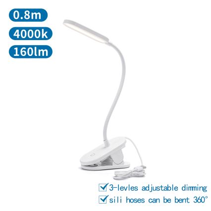 Lampă LED dimabilă de masă cu clemă Aigostar LED/2,5W/5V alb