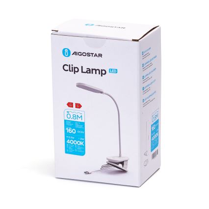 Lampă LED dimabilă de masă cu clemă Aigostar LED/2,5W/5V alb