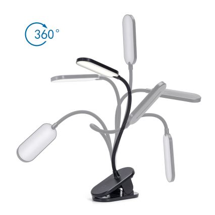 Lampă LED dimabilă de masă cu clemă Aigostar LED/2,5W/5V negru