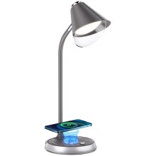 Lampă LED dimabilă de masă cu încărcare fără fir FINCH LED/9W/12/230V gri/crom