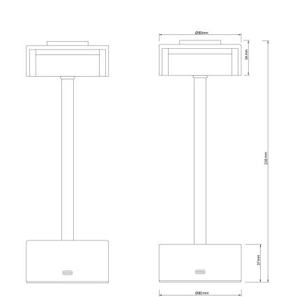 Lampă LED tactilă reîncărcabilă dimabilă de masă Globo LED/2,5W/3,7V 2700/4000/6500K 1800mAh alamă