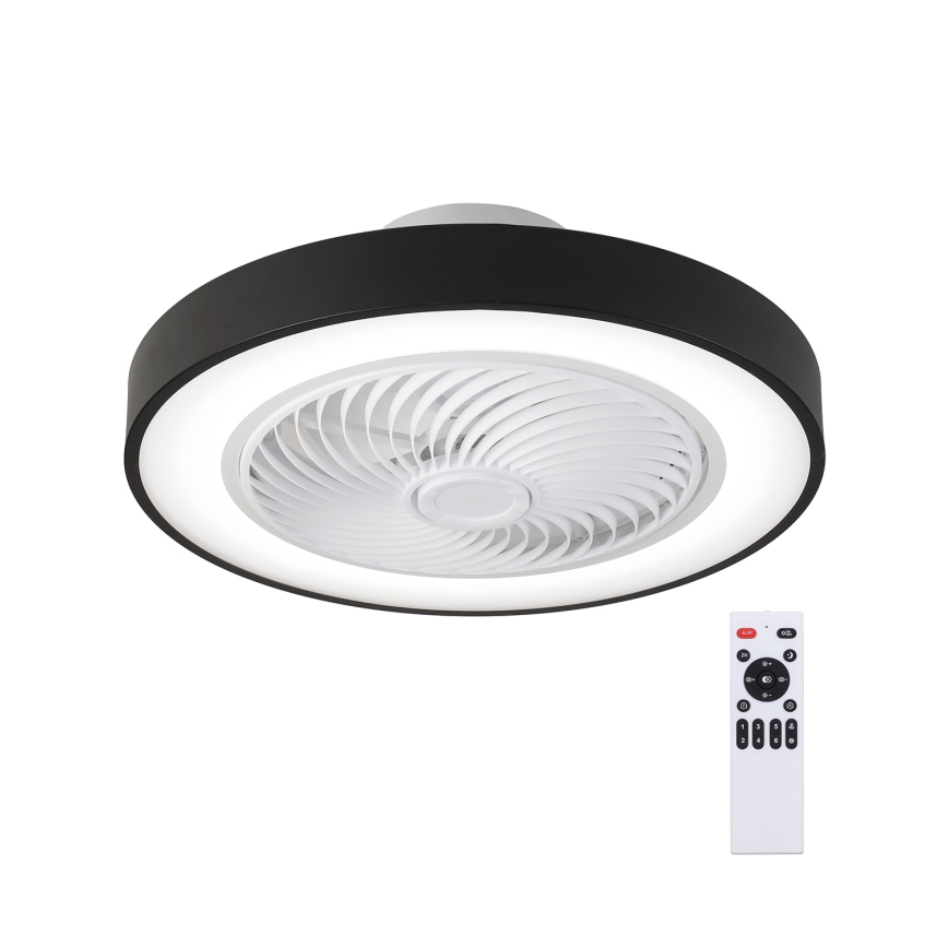 Brilagi - Lampă de tavan LED reglabilă cu ventilator, 30W/230V, 3000–6500K, Ø 50 cm, negru + telecomandă
