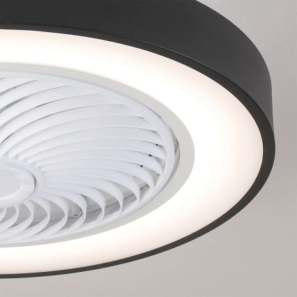 Brilagi - Lampă de tavan LED reglabilă cu ventilator, 30W/230V, 3000–6500K, Ø 50 cm, negru + telecomandă