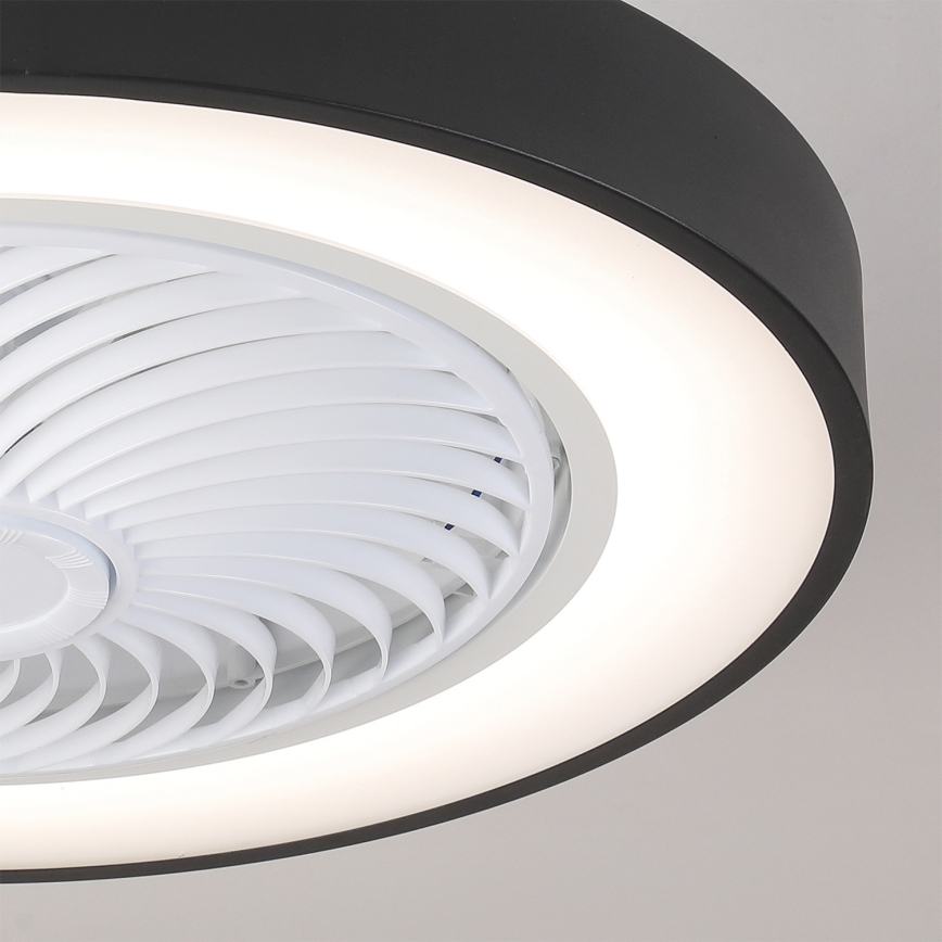 Brilagi - Lampă de tavan LED reglabilă cu ventilator, 30W/230V, 3000–6500K, Ø 50 cm, negru + telecomandă