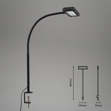 Lampă LED flexibilă de masă cu clemă Brilo TRASNA LED/7,5W/230V negru