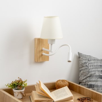 Lampă LED flexibilă de perete Brilagi NUBILA WOOD 1xE27/25W/230V + LED/3W stejar/crem