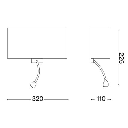 Lampă LED flexibilă de perete Ideal Lux HOTEL 1xE27/60W/230V + LED/1,5W alb