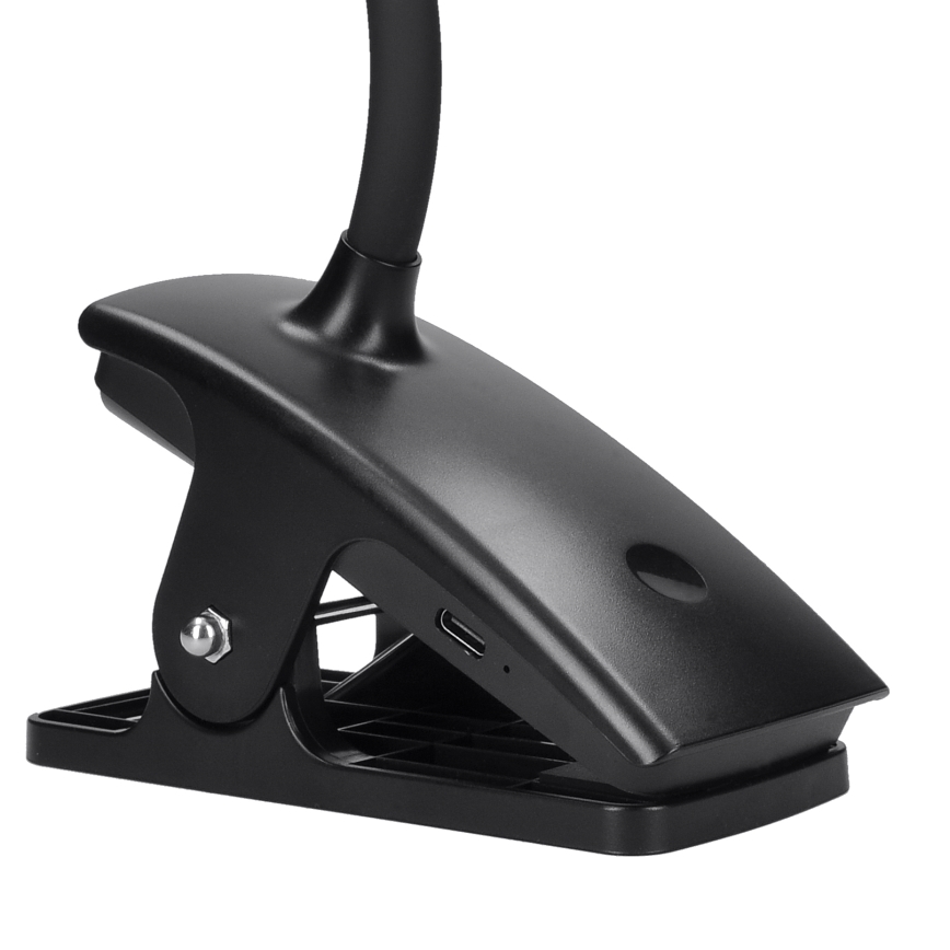 Lampă LED flexibilă reîncărcabilă dimabilă de masă cu clemă LED/2W/1800 mAh 3000/4000/6500K negru