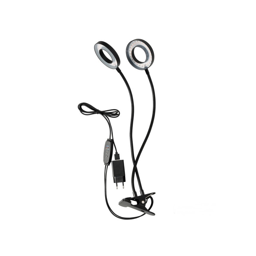 Lampă LED flexibilă dimabilă de masă cu clemă pentru creșterea plantelor VITARO 2xLED/4W/230V negru