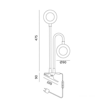 Lampă LED flexibilă dimabilă de masă cu clemă pentru creșterea plantelor VITARO 2xLED/4W/230V negru