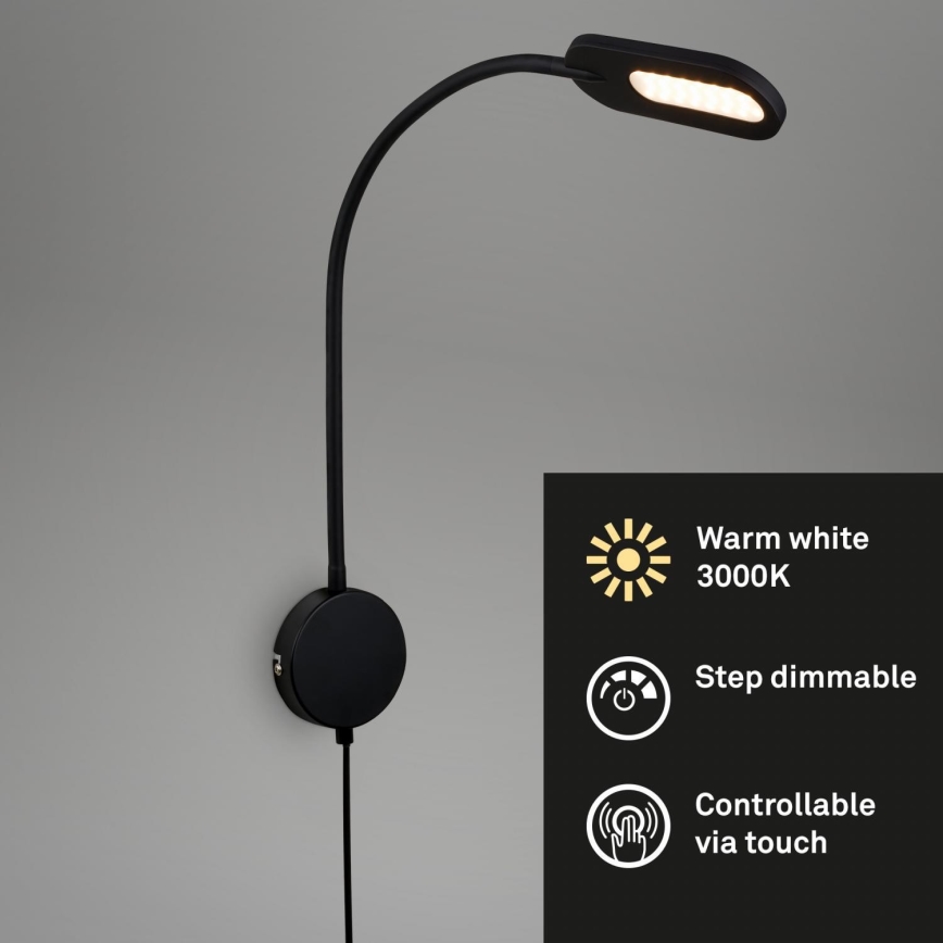 Lampă LED flexibilă dimabilă de perete Briloner 2177015 LED/6W/230V negru